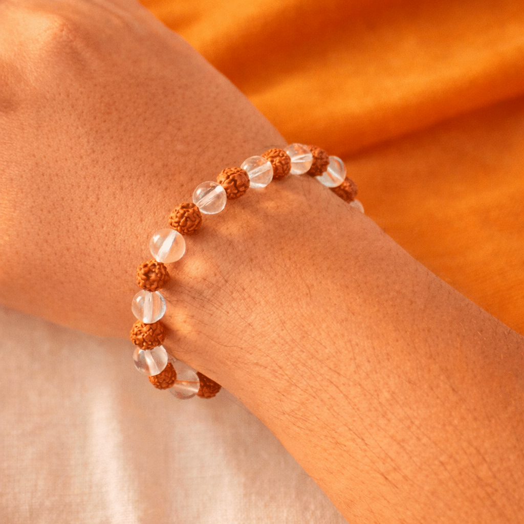 Rudraksha & Sphatik Bracelet (8mm, Unisex) - Image 2