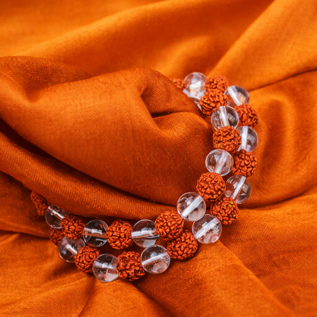 Rudraksha & Sphatik Bracelet (8mm, Unisex) - Image 3
